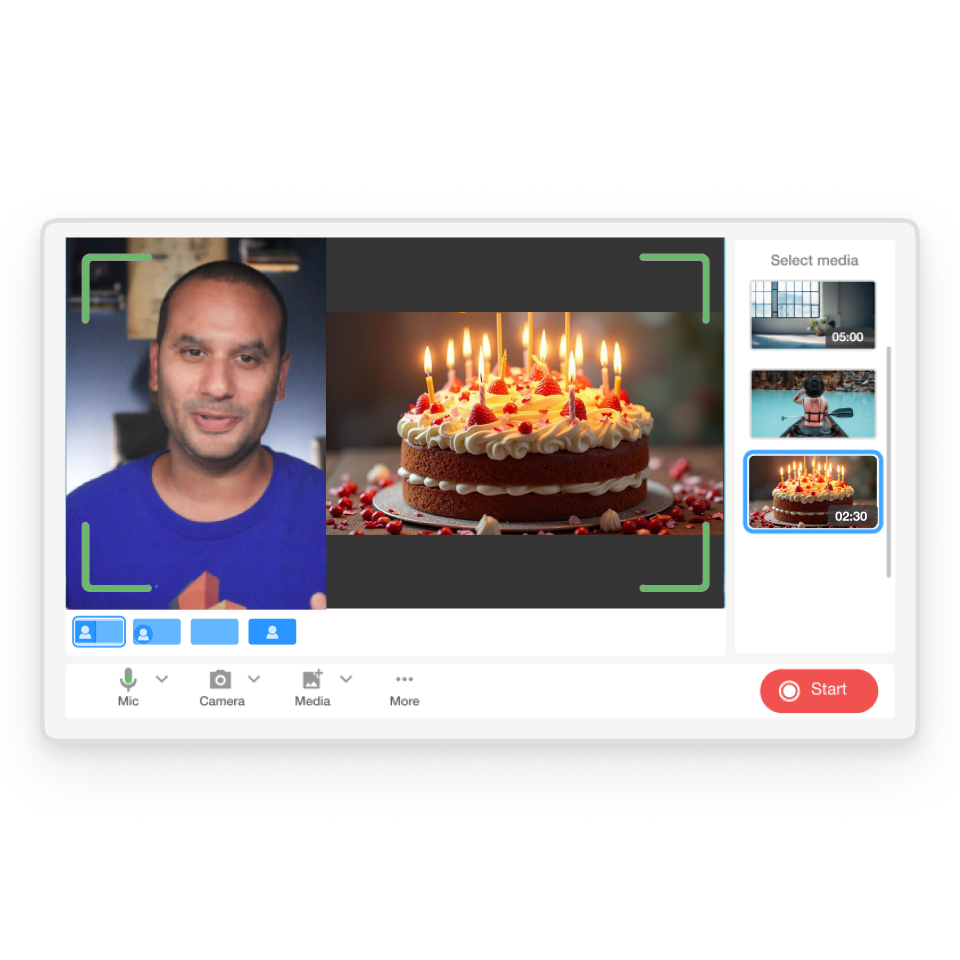 Record yourself in Visla birthday video creator to make a personal, high-quality birthday message.